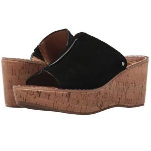 Sam Edelman Ranger Black Suede Cork Platform Sandals sz 10